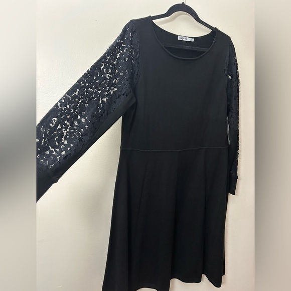 ELIZA J Womens Scoop Neck Lace Long Sleeve A Line Knit Ribbed Dress Plus Size 1X - Picture 8 of 13